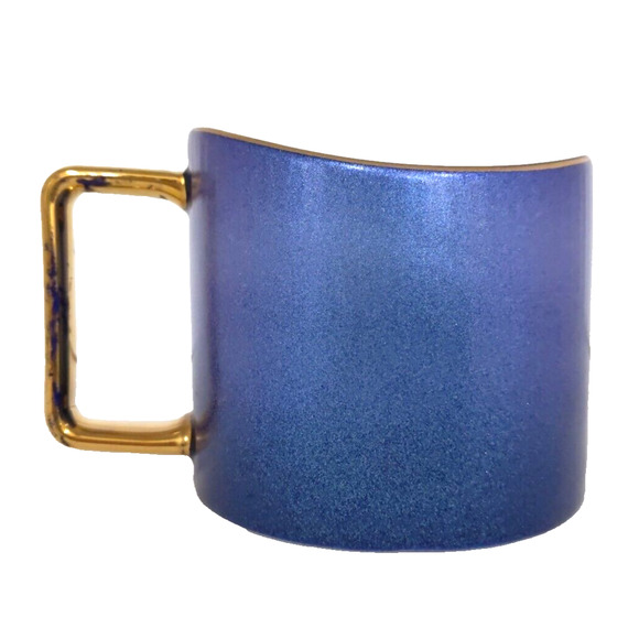 Evil Eye Coffee Tea Cup Mug Blue Iridescent with Gold Detail Ceramic - Picture 2 of 9
